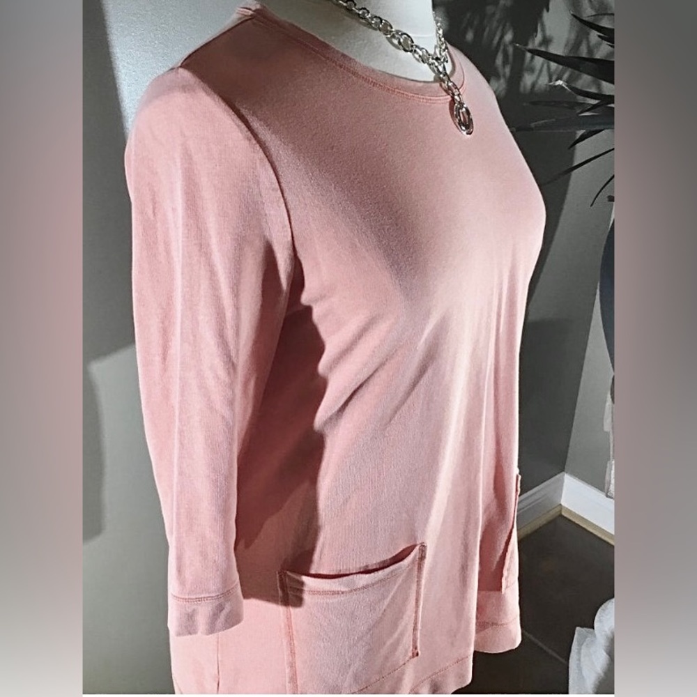 🍑 Chico’s Apricot Stylish 3/4 Sleeves Sweatshirt Top Size 2, L, Large